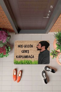 Bej Komik Hoşgeldin Gebeş Kaplumbağa Kapı Önü Paspası KP39