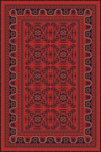 Bordo Karabağ Kaymaz Tabanlı Makinede Yıkanabilir Halı RV353